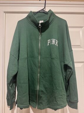 PINK Green Full-Zip Sweatshirt Jacket NWT